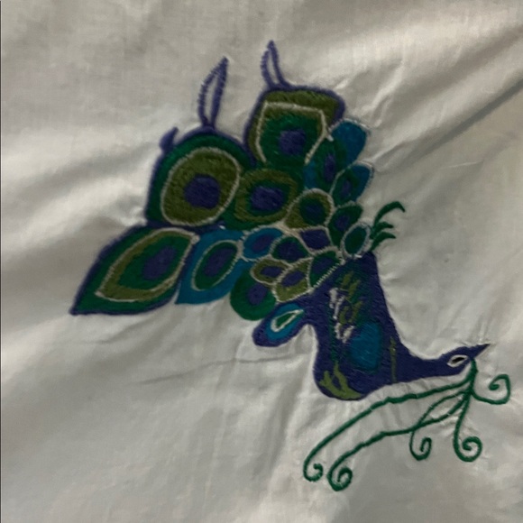 NEW April Cornell White Tunic Dress with Peacocks Size Large - Picture 7 of 13